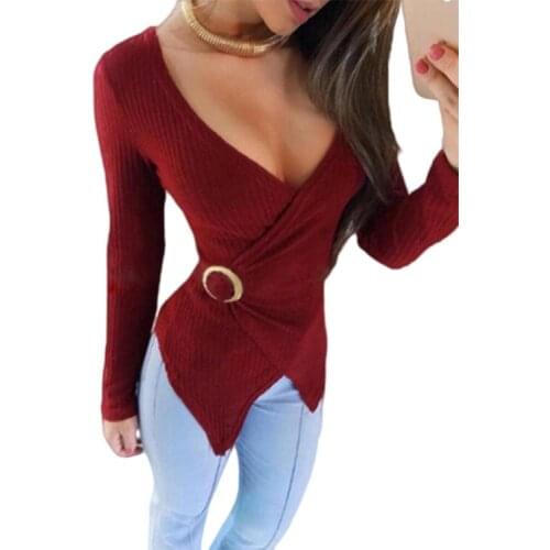 Womens Sexy Metal Buckle Knitting Unlined Upper Garment Sweater Jumper Turtleneck Woman Warm Sweater Thick Turtleneck Tops