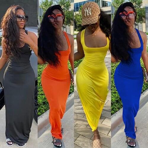New Womens Fashion Solid Color Sexy Dress Mop Skirt with Long Skirt Off Shoulder Bodycon Long Dress Dropshipping Korean bandage