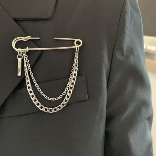 1pc Metal Paper Clip Women Unisex Classic Brooches Man Couple Detachable Chain Fashion BF Punk Hip Pop Retro Outdoor Brooch New