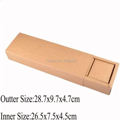 10PCS 26.5x7.5x4.5cm Kraft Drawer Box with 4pcs samll boxes Handmade Soap Gift Craft Candy Packaging Brown Paper Boxes custom