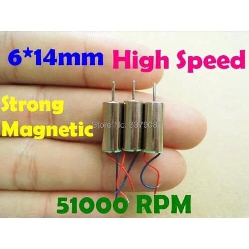 100pcs 6*14mm High Magnetic Coreless Motor 4.2V/0.05A/46000RPM For Remote Control Quadcopters/Aircraft/Helicopter Tail Motor