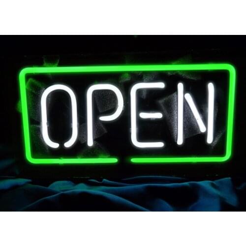 14“ Business Coffee Cafe Open Rectangle Acrylic Custom Neon Light Lamp Sign Beer C Handmade Home Wall Room Windows Tube Artwork