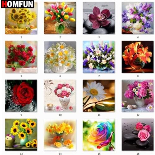 HOMFUN Diy Full Square Round Drill 5D Diamond Painting Cross Stitch Diamond Embroidery "Color flower landscape" Home Decor Gift