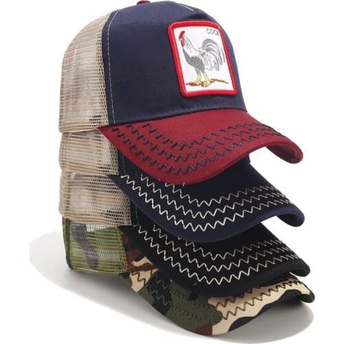 New Fashion Men Animal Embroidery Baseball Caps Patch Trucker Caps Breathable Women Outdoor Casual Mesh Hip Hop Hat