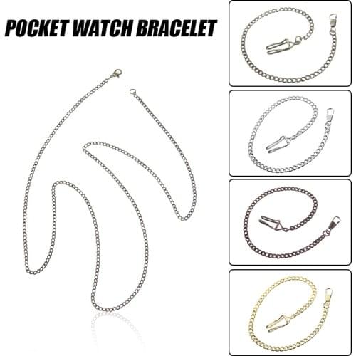 Bronze/Silver Vintage Style 5 Color For Choice Retail Alloy Pocket Watch Holder Necklace Chain For Men Women Collares