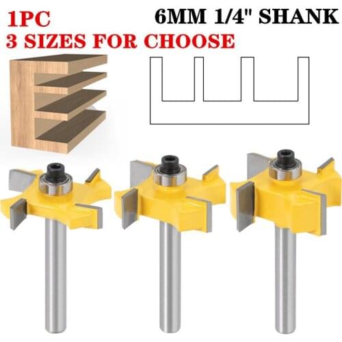 1pc 6.35mm Shank Woodworking Tool Router Bits For Wood Rabbeting T Type With Bearings Milling Cutter Industrial Grade