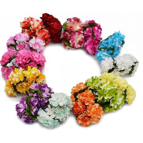 72/144pcs/lot 3CM Artificial Paper Chrysanthemum Flowers Bouquet for Wedding Party Home Table Decoration DIY Scrapbooking Wreath