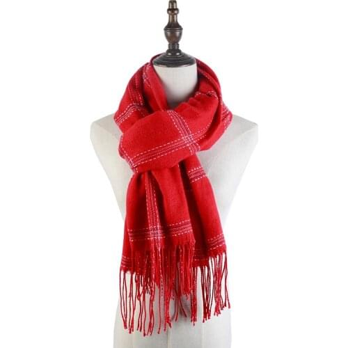 Plaid Scarf Winter Wool Scarves Shawls Wraps Acrylic Women Neck Scarf Bufanda Mujer Pashmina Cape Wraps Fringe Newest