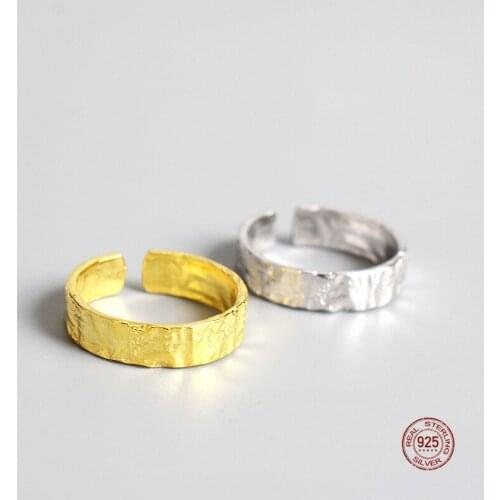 LKO 925 Sterling Silver Simple Geometric Ring For Women Men Concave-Convex Irregular Fine Jewelry Valentines Day Gift