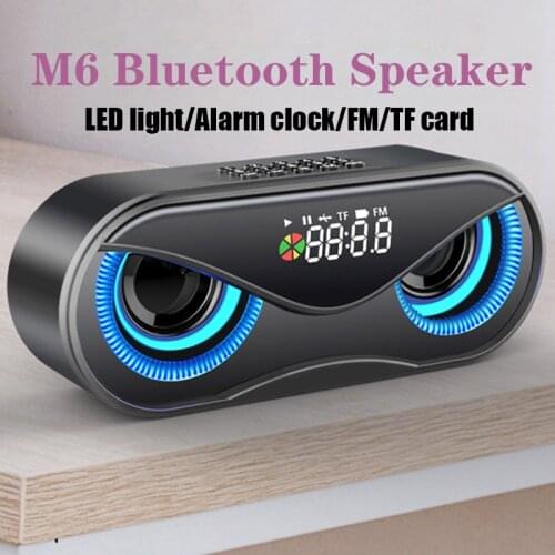 M6 Portable Bluetooth Speaker Cool Owl Design LED Glare Wireless Speaker FM Radio Alarm Clock TF Card Support Select Songs