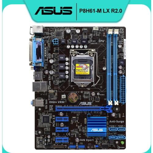 Asus P8H61-M LX R2.0 Desktop Motherboard H61 Socket LGA 1155 i3 i5 i7 DDR3 16G uATX UEFI BIOS Original Used Mainboard