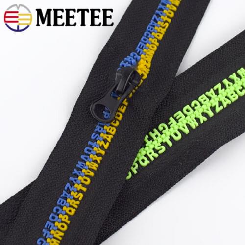 Meetee 2/4M 5#/8# Resin Coded Zipper Individuality Alphabet Special Code Cutting Zippers Slider for Backpack Clothing Decor Zip