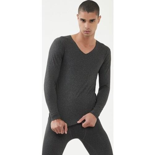 Mens Seamless Warm Underwear Suits V-neck Long Johns Plus Fleece Cotton Thermal 2 Piece Set Winter Underwear Drop Shipping