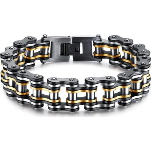 Men Bracelet High Quality Stainless Steel Gold/Black Color Bangles Punk Jewelry Accessories For Male Best Friends