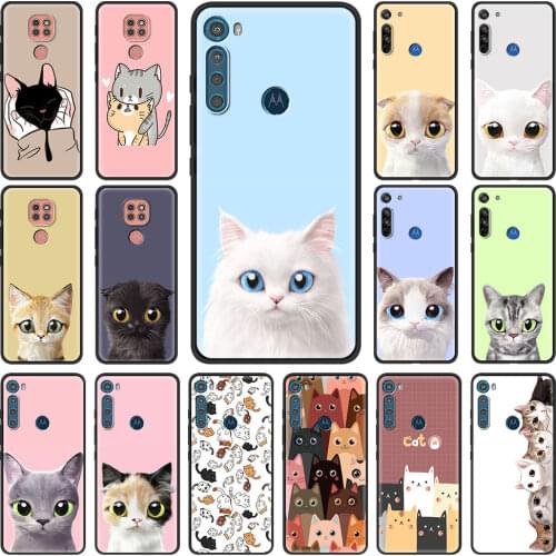Cat Cute Kitten Soft Cover for Motorola G9 Play One Fusion Hyper G8 Power Lite Edge Plus E6s G Stylus Phone Case Shell