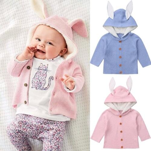 2018 Newly Autumn Warm Lovely Infant Baby Girls Boys Jacket Coat 3D Ears Hooded Long Sleeve Single Breasted Solid Coats