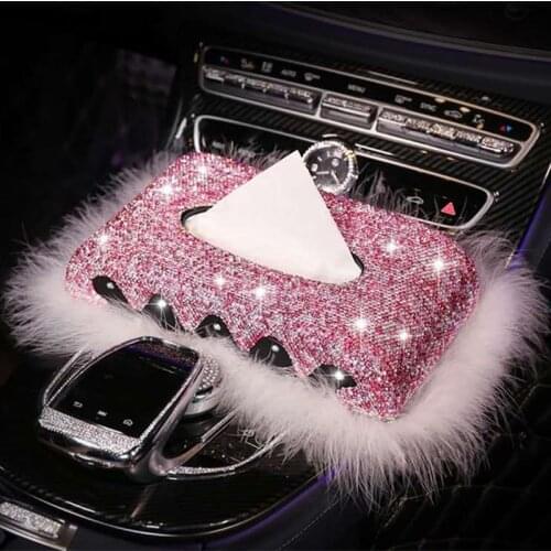 Personality creative goddess car tissue box cute cartoon diamond car drawer box armrest box napkin box