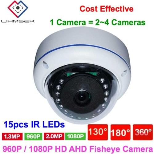 Lihmsek 2MP Panoramic AHD Camera Fisheye Lens 130 180 360Degree 1080P AHD Camera IR 15m Analog Surveillance Cameras Metal indoor