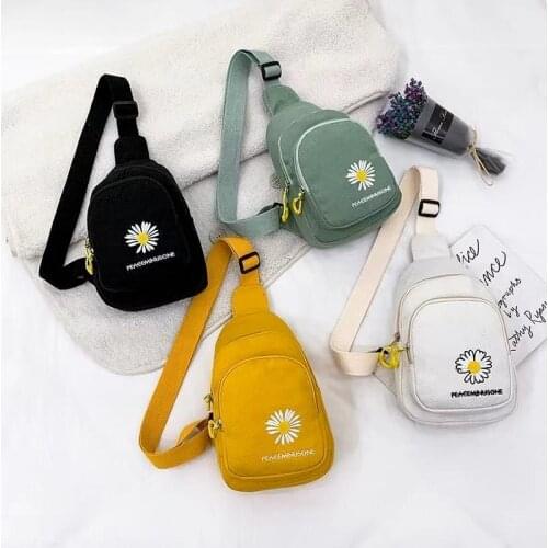 Women Daisy Print Waist Pack Adjustable Dumpling Shaped Chest Bag Shoulder Bandbags Waterproof Fanny Pack Crossbody Satchels