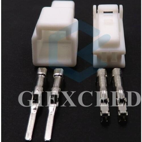 2 Sets 2 Pin Unsealed Male Female Connector With Terminal 1.2 Seires White Auto Electric Wire Harness Plastic Housing Socket
