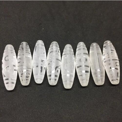 Different Patterns AAA Natural Crystal Quartz Stone Beads 12mm*38mm Powerful Amulet Tibetan Dzi Beads DIY Pendant Bracelet