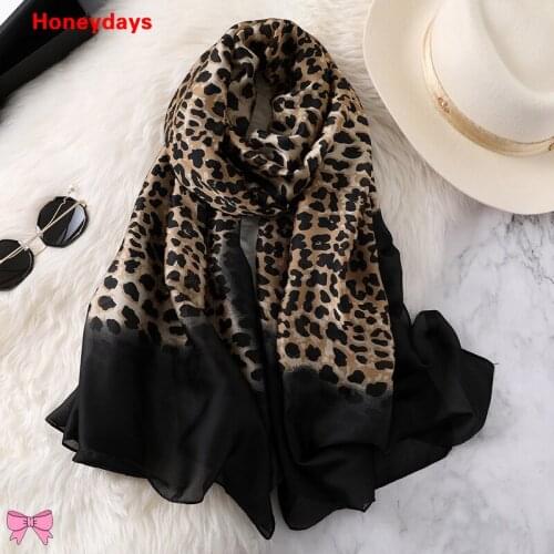 Luxury Brand Leopard Silk Scarf Women Classical Printing Long Scarfs Quality Femme Scarf Beach Scarves Clothing Accessories Gift