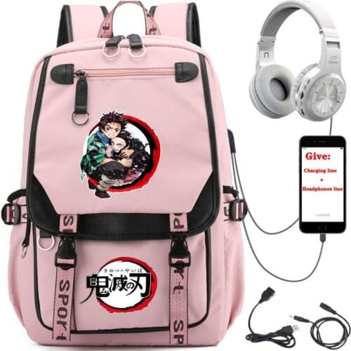 USB Charging teenagers Laptop packsack anime Game Demon Slayer backpack student School book Bag Women men Travel Backpack