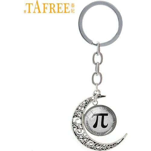 TAFREE Math Symbol Pi Moon Pendant Keychain New Fashion Keychain Key Ring Gift Teachers Keychain Car Key Women Men Jewelry T134