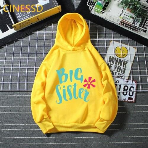 2021 Childrens Girls Big Sister Letters print Hoodies Leisure Plus Cashmere Outerwear Sweet Cute Kids Funny Sweatshirt