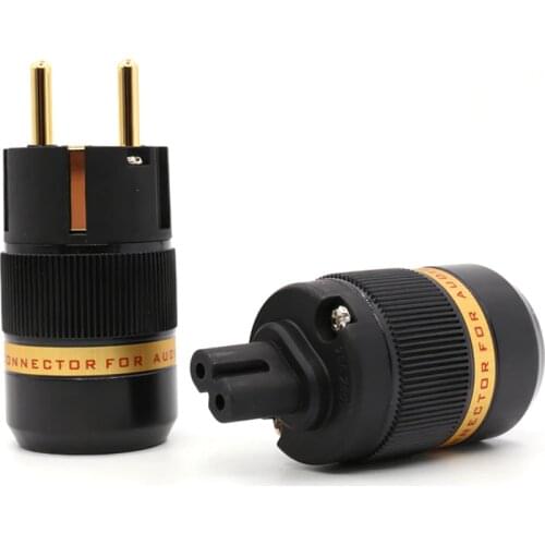 Viborg Pure Copper EU Schuko Power Connector 24K Gold Plated Figure 8 IEC Female Connector plug hifi