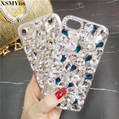 XSMYiss Bling Rhinestone Crystal Diamond Soft Back Phone Case Cover For Samsung S6 S7 S8 S9 S10 PLUS S10 Lite Note5 8 9 Case