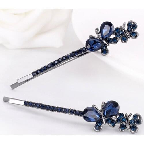 1 Pair Rhinestone Butterfly Hair Clip Girls Barrette Square Hairpins Women Metal Maple Leaf Hairclips Hair Accessories Dropship