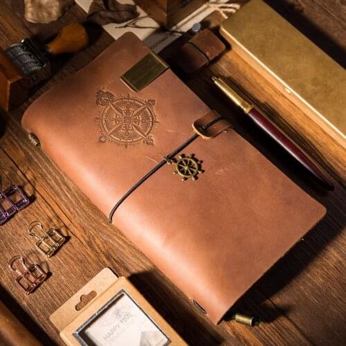 Vintage Genuine Leather Travelers Notebook PIRATE style Diary Journal Handmade Cowhide gift travel notebook
