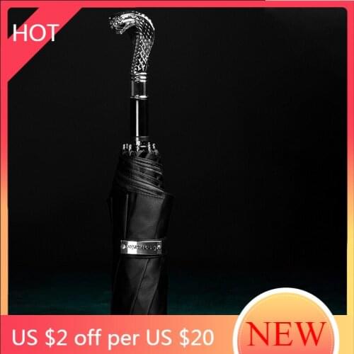Luxury Straight Umbrella Long Handle Double Waterproof Sunscreen Umbrella Black Animal Head Sunscreen Paraguas Gifts Men AG50YS