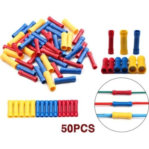 50/100pcs BV1.25 BV2.5 BV5.5 Insulated Crimp Terminals Electrical Wire Cable Crimping Terminal Connector Set Assortment Kit