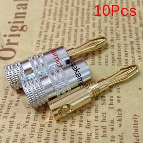 10Pcs Nakamichi Gold Plated Copper Speaker Banana Plug Male Connector