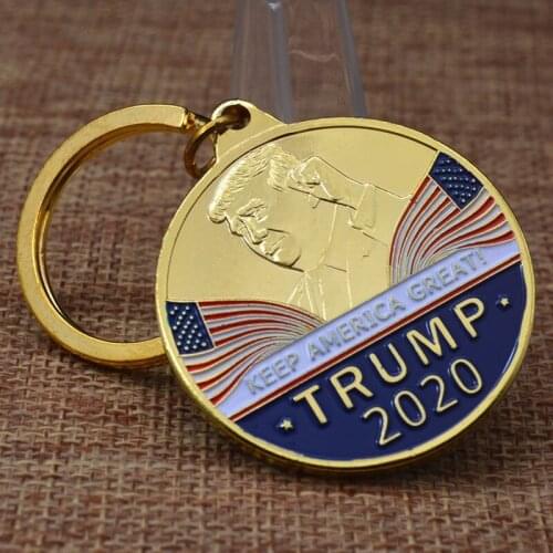 2020 U.S. President Trump Election Keep America Great With Key Ring Commemorative Coin Crafts Collectibles Challenge Coin