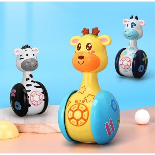 2021 New 1Pc Sliding Tumbler Multifunctional Puzzle Rattle Toy with Childhood Songs and Dazzling Lights for Toddlers Education
