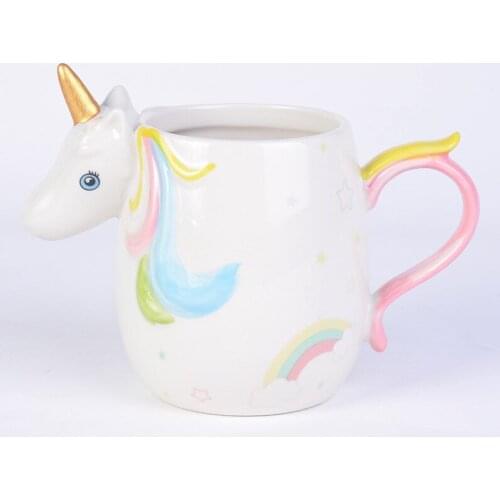 350ml Ceramic 3D Coffee Cup Cartoon Unicorn Mug Animal Horse Action Figure Printed Home School Creative Gift Stereo Unicorn Cup