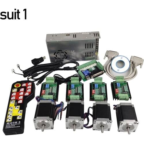 CNC 4-axis mach3 controller kit , Nema23 76mm 3A stepping motor + CNC 4-axis TB6560 stepping motor driver + mach3 handwheel