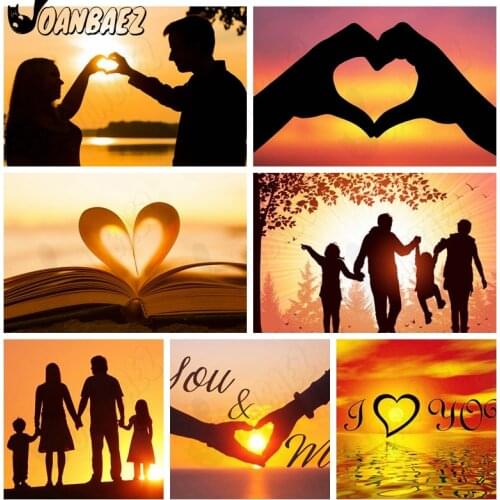 Diamond Painting Romantic Love Embroidery Heart Mosaic Sunset Couple Stickers Diamond Cross Stitch Adult Handmade Gift Design