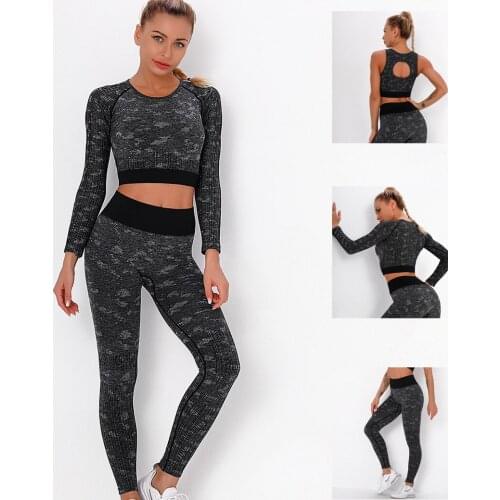 3PCS Seamless Sports Set Gym Fitness Clothing Women Suit Sportswear Female Workout Leggings Top Sport Clothes Training Bra