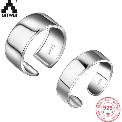 Big Classic 925 Sterling Silver Adjustable Wide Ring Finger for Women Ring Band Bijoux Jewelry