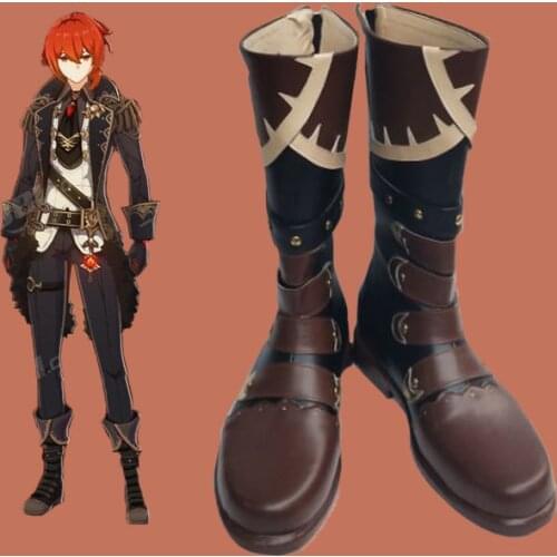 COSTAR Genshin Impact Cosplay Shoes Diluc Boots Halloween Carnival Cosplay Costume Accessories leather shoes Mondstadt