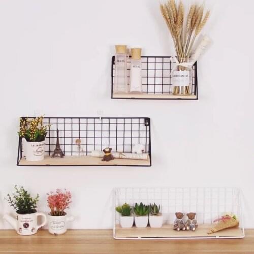 Wooden Iron Wall Shelf Wall Mounted Storage Rack Organization for Kitchen Bedroom Home Decor Kid Room DIY Wall Decoration Holder