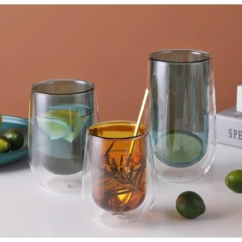 Double Glass Color Cup High Borosilicate Milk Cup Juice Cup Mug Whiskey Glass Lot Glass Wine Glasses Tea Coffee Mug