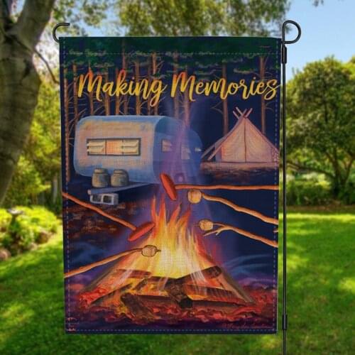 Double-sided Making Memories Camp Garden Flag Banner with Windproof Rubber Stopper Clip 12.5''x18.5'' 32x47cm