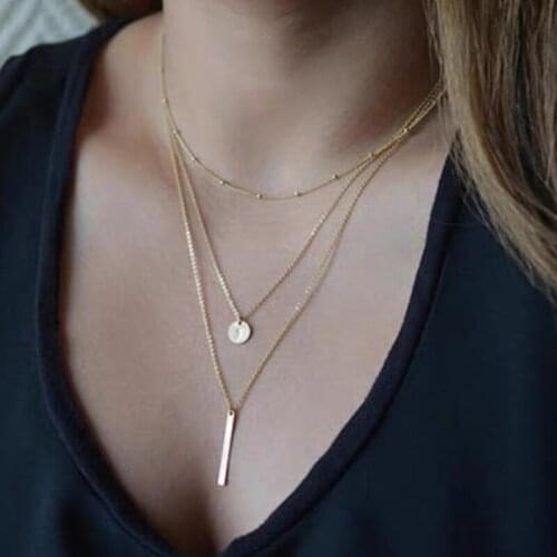 European and American jewelry stainless steel sequins metal bars diamond multi-layer bead chain ladies banquet jewelry gifts