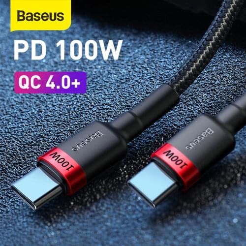 Baseus 100W USB C To USB Type C Cable USBC PD Fast Charger Cord USB-C Type-c Cable For Xiaomi mi 10 Pro Samsung S20 Macbook iPa