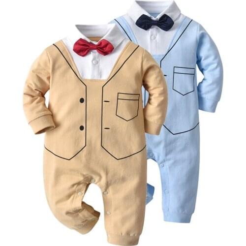 Newborn Baby Kids Wedding Brithday Party Costume Rompers Children Infant Boys Clothes Gentleman Bowtie Toddler Jumpsuit Clothing